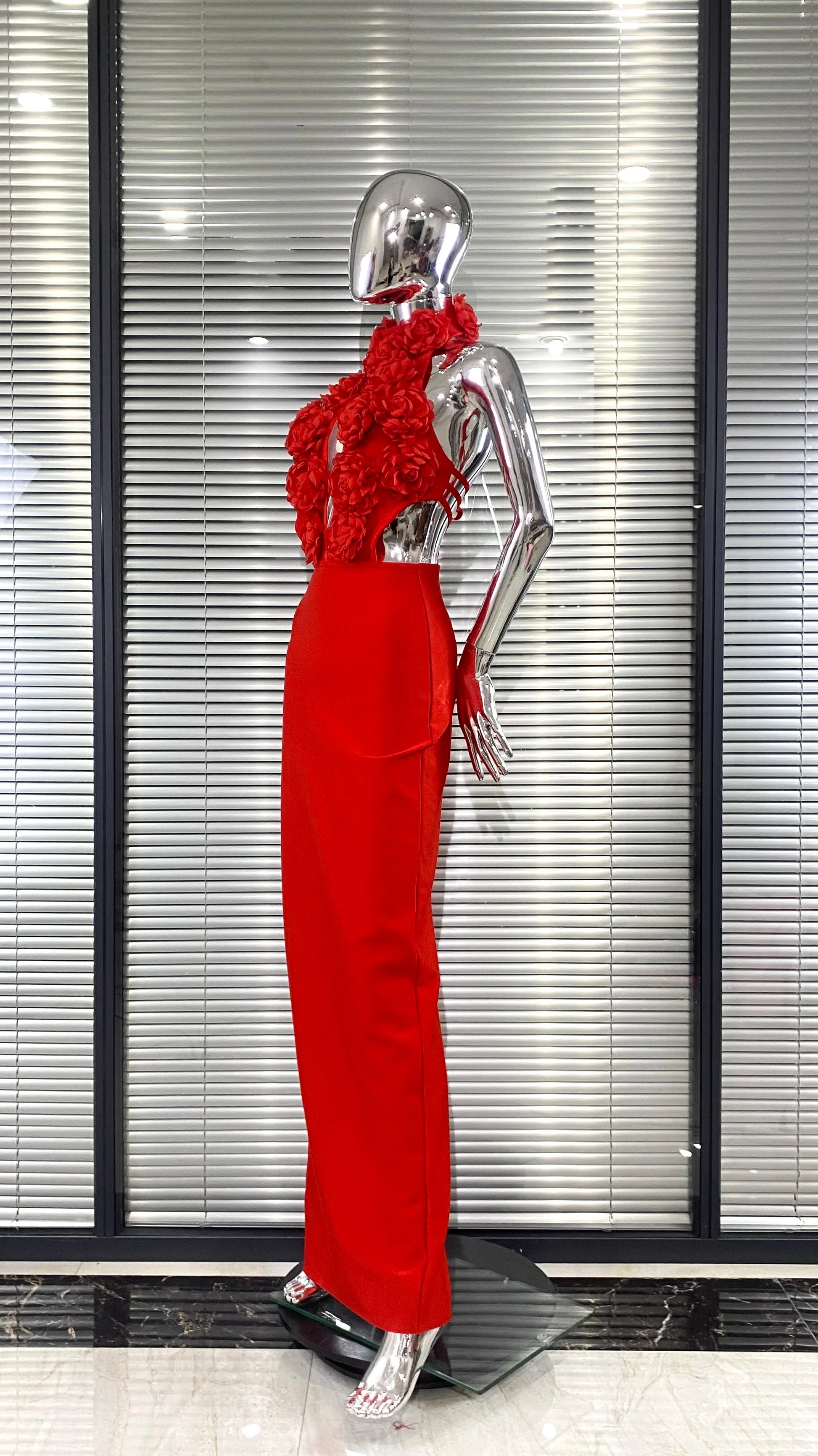 Red Color Women Sexy Halter Florals Backless Off the Shoulder Bodycon Long Dress Celebrate Nightclub Party Birthday Outfit
