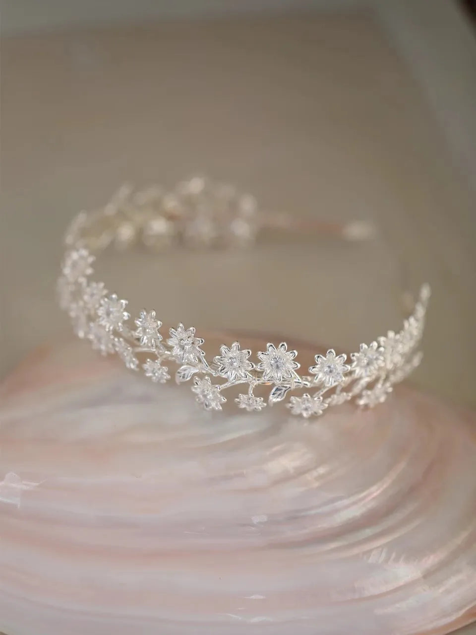 Flower Headband Hairband Silver Color Headpiece Bride Women Zircon Headwear Headdress Bridal Hair Jewelry Wedding Accessories