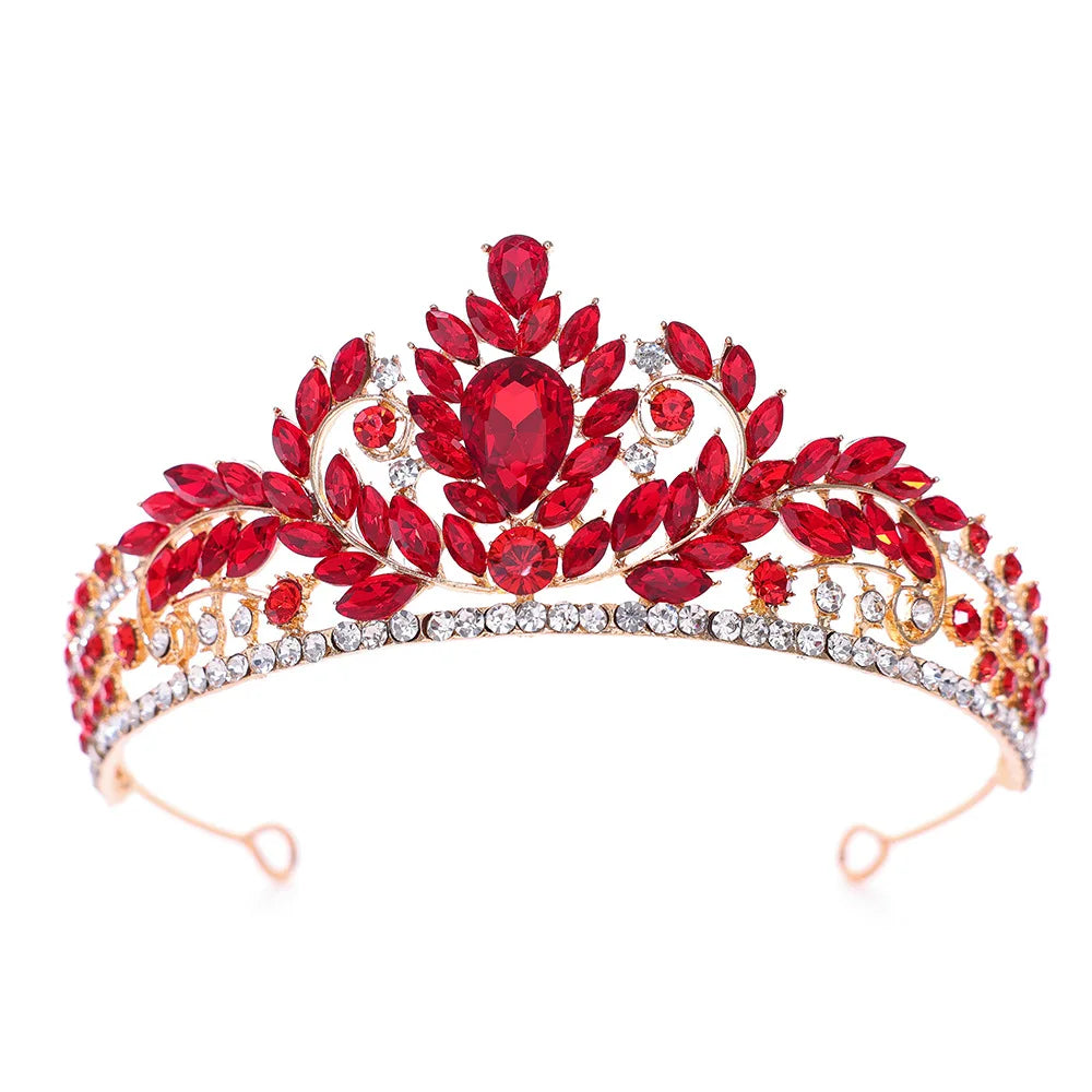 Baroque Bridal Tiara Crown For Wedding Rhinestone Queen Princess Crowns For Pageant Women Girl Diadem Hair Jewelry Headpiece Imitation Rhodium Plated