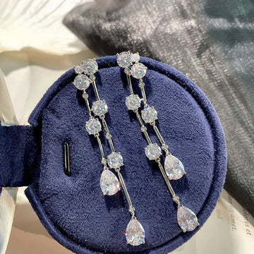 Luxury Zircon Wedding Earrings Cubic Zirconia Bridal Water Drop Earring For Bride Accessories Women Evening Party Dress Jewelry a