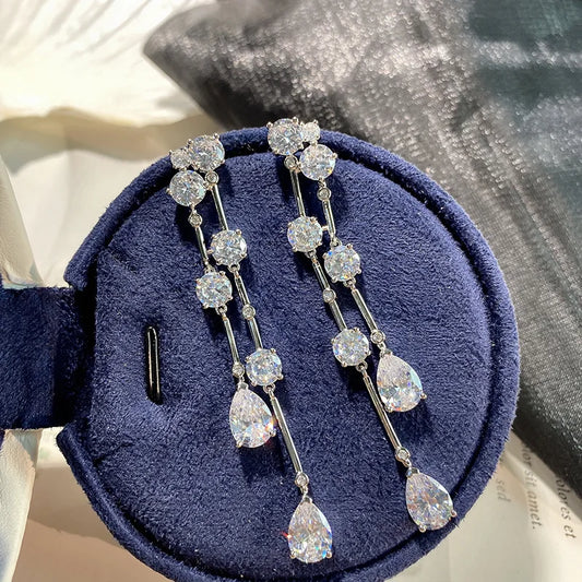 Luxury Zircon Wedding Earrings Cubic Zirconia Bridal Water Drop Earring For Bride Accessories Women Evening Party Dress Jewelry a