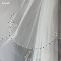 Two-Tier Hand-Beaded Scalloped Edge Bridal Veil Wedding Accessory with Metal Comb