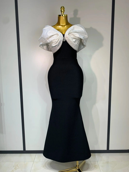 Women Sexy Off Shoulder Rhinestone Bodycon Maxi Long Bandage Dress Celebrity Elegant Evening Party Luxury Birthday Outfit black
