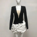 High Quality Black Color Women Long Sleeve Sexy V-Neck Bodycon Mini Bandage Dress Celebrate Evening Party Birthday Dress