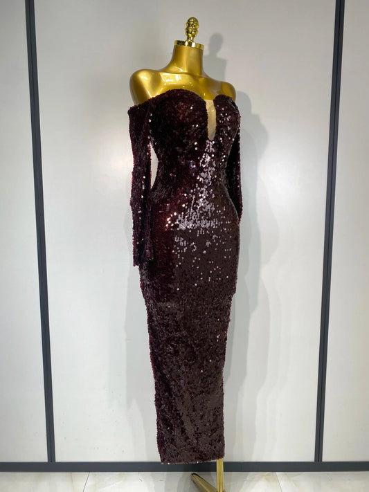 Women Luxury Sequin Celebrity Sexy Off Shoulder Long Bodycon Dress Elegant Evening Club Party Fashion Birthday Dresses