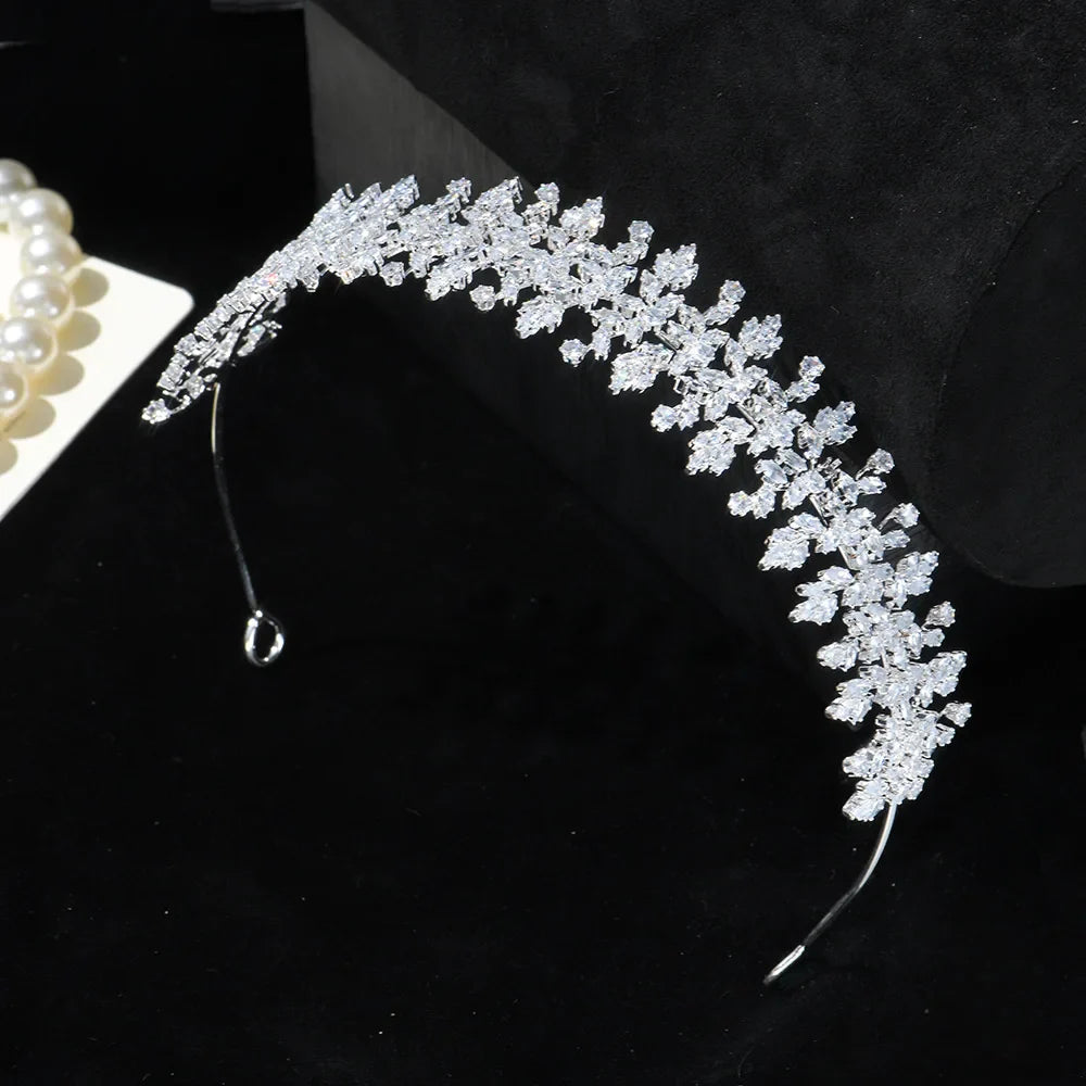 AAA Zircon Tiaras and Crowns Cubic Zirconia Headband For Brides Women CZ Headpiece Bridal Jewelry Wedding Hair Accessories b