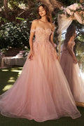 Dusty Pink Vestido De Novia Princess Off Shoulder Evening Dress Sweet Shiny Lace A-line Tulle Prom Dress