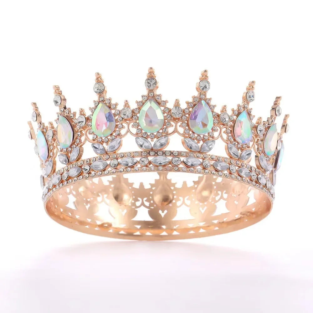 Princess Queen Crowns For Women Wedding Bridal Headdress Baroque Round Tiaras Crowns For Pageant Birthday Party Hair Jewelry as pic 1