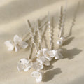Wedding Accessories Porcelain Flower Hair Pin Clip Silver Color Head Piece For Brides Women Bridesmaids Hairpin Bridal Jewelry a