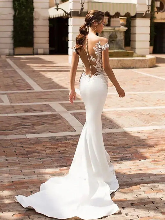 Sexy vestido de noiva com decote em v recorte sem costas sereia vestido de casamento trem varredura plus size feito sob encomenda vestido de noiva