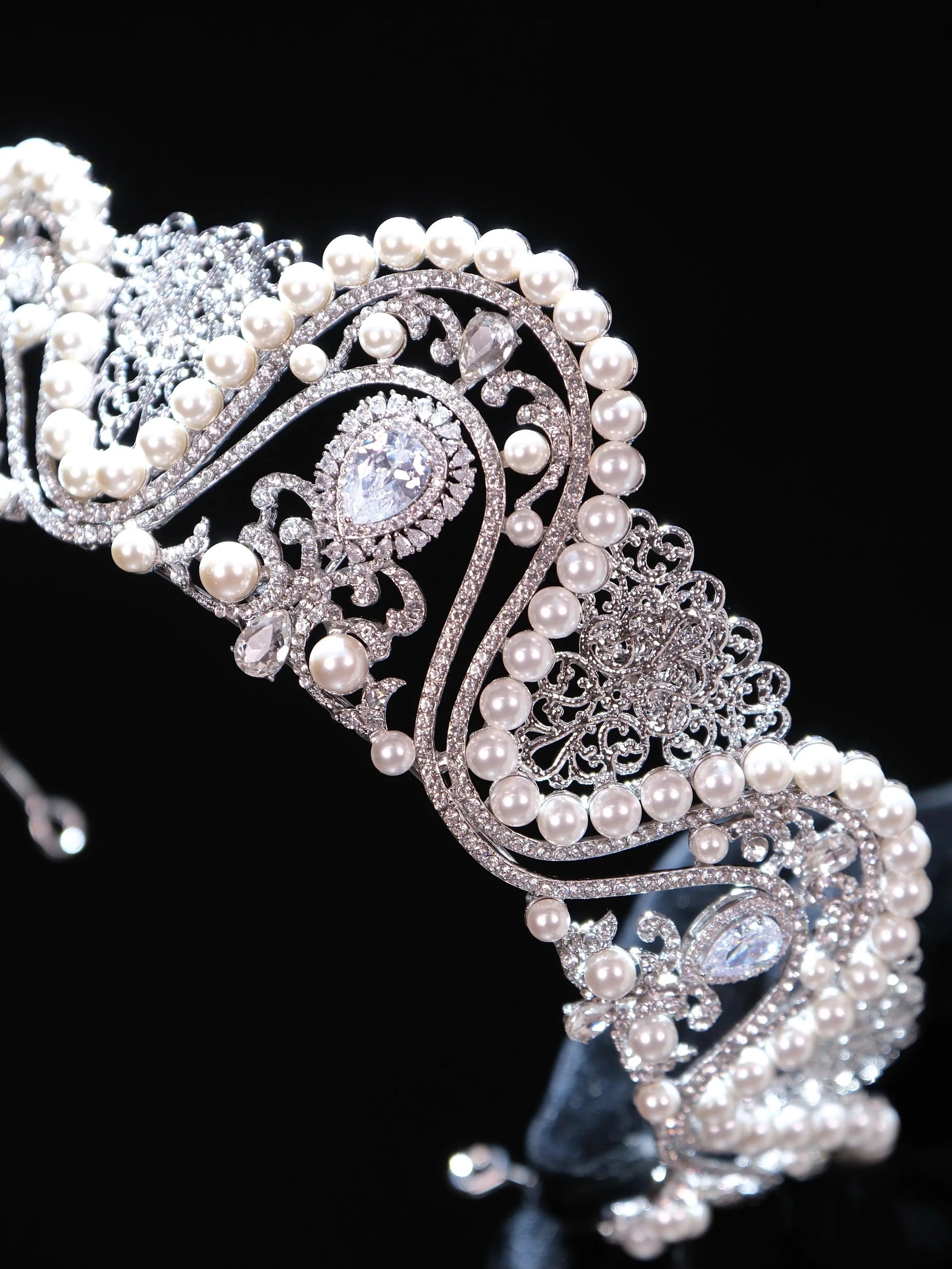 Bridal Hair Jewelry Big Large Tiaras and Crowns Crystal Pearl Diadem For Bride Women Princess Queen Headband Wedding Accessories