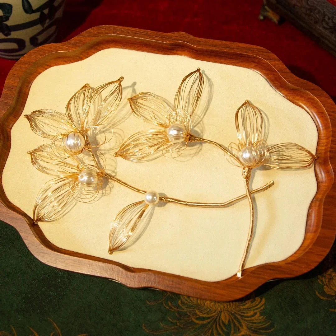 Gold Color Hair Pin Clip Pearl Head Piece For Bride Bridesmaids Handmade Hairpin Bridal Jewelry Wedding Accessories