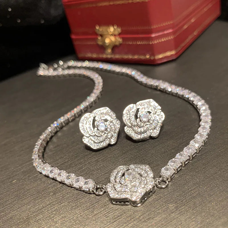 High Quality Flower Zircon Bridal Earrings CZ Cubic Zirconia Wedding Earring For Women Brides Accessories Birthday Gift Jewelry