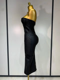 New Women Sexy Strapless Black Foil Color Bodycon Bandage Dress Fashion Celebrate Evening Party Luxury Birthday Dresses