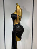 Sexy Fashion Black Rhinestones Two piece Set Women Celebrate Evening Birthday Party Dance Show Stage Performance Costume