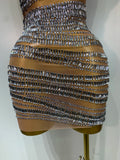Luxury Sparkly Rhinestones Sexy Mesh Mini Dress Women Celebrate Birthday Evening Party Club Photo Shoot Dress Stage Outfit