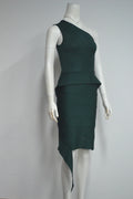 Darkgreen Color Women Sexy One Shoulder Ruffles Bodycon Mini Bandage Dress Office Lady Celebrate Evening Party Outfit Vestido