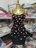 High Quality Women Sleeveless Sexy Strap Flowers Bodycon Bandage Mini Dress Celebrate Girls' Vacation Birthday Outfit black