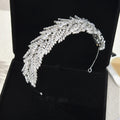 Wedding Hair Accessories Leaf Tiara Crown AAA Zircon Headbands For Brides Women Princess Queen Zirconia Headpiece Bridal Jewelry