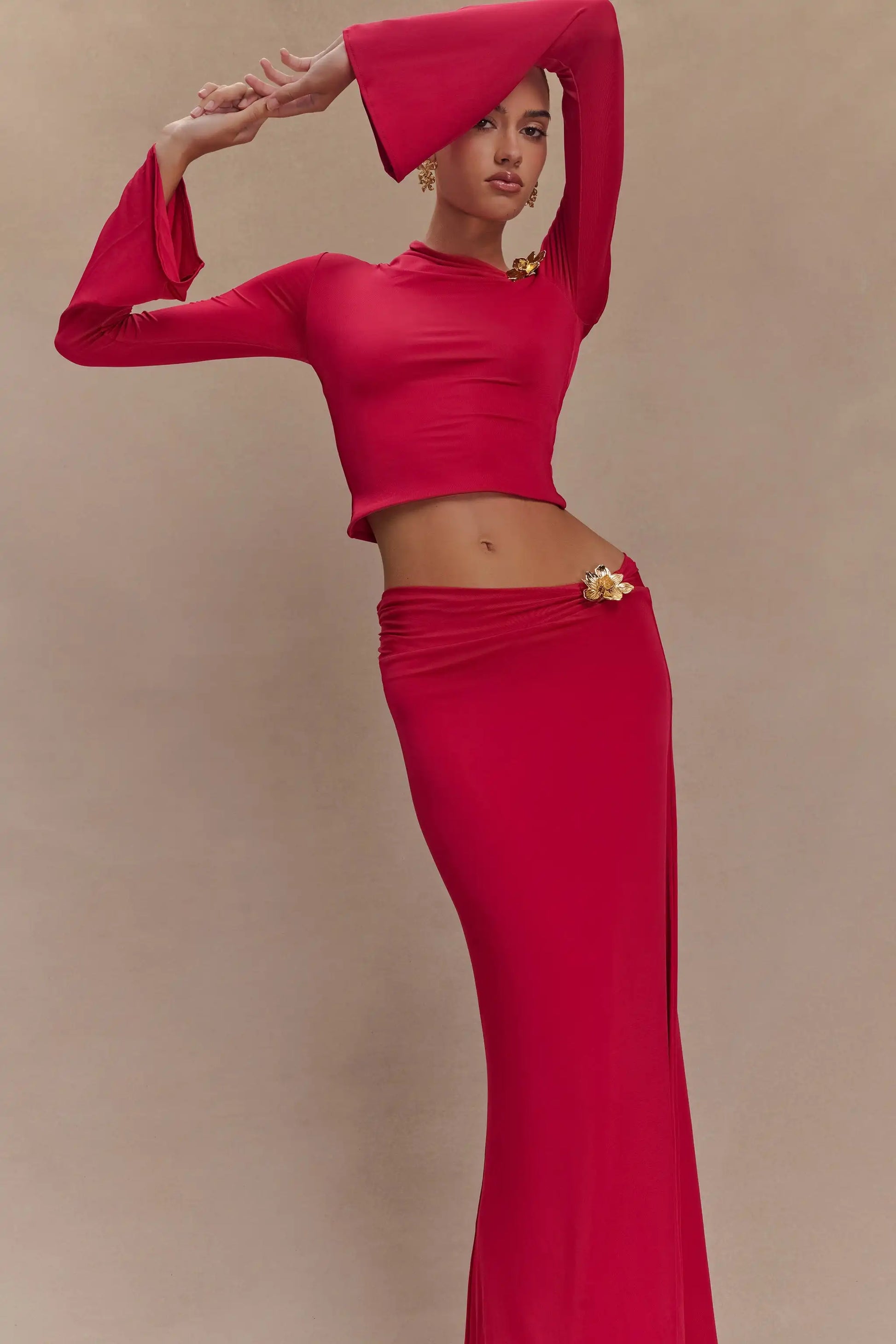 Red Skyblue Women Long Sleeve Sexy 2 Pieces Thin Bodycon Long Dress Celebrate Nightclub Party Fashion Birthday Outfit Red
