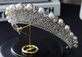 Crystal Pearl Tiaras and Crowns Zircon Diadem For Bride Women Prom Pageant Headband Wedding Hair Accessories Bridal Jewelry