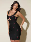 Spring Women Mini Bandage Dress Sexy Camisole Sleeveless Light Luxury Nail Bead Design Bodycon Dress Evening Party Vestidos
