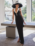 Arrival Black Color Women Sexy Halter Backless V-Neck Bodycon Long Bandage Maxi Dress High Street Elegant Evening Party Wear