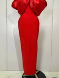 Luxury Rhinestone Chain Red Off Shoulder Vintage Butterfly Chic Bodycon Long Dress Elegant Evening Party Birtyday Clothing