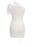 White Color Women Sexy Mesh See Through Florlas Bodycon Mini Dress Celebrate Girls'Vacation Birthday Party Cocktail Outfit