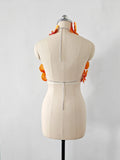 Orange Color Women Sexy Florals Backless Bodycon Tops Celebrate Nightclub Party Bar Dancer DJ Performance Costume
