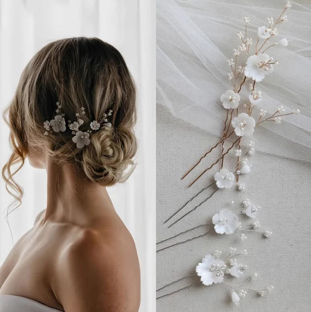 Floral Flower Hair Pin Clip Vintage Gold Color Head Piece For Brides Gift Headdress Hairpin Bridal Jewelry Wedding Accessories