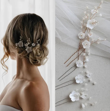 Floral Flower Hair Pin Clip Vintage Gold Color Head Piece For Brides Gift Headdress Hairpin Bridal Jewelry Wedding Accessories