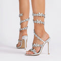 Bling Luxury Crystal Butterfly Flowers Decor Women Gladiator Sandals Fashion Summer High Heels Wedding Banquet Shoes Sandalias