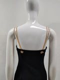 Women Sleeveless Sexy Square Colalr Chain Bodycon Long Dress Elegant Evening Party Fashion Celebrate Dress