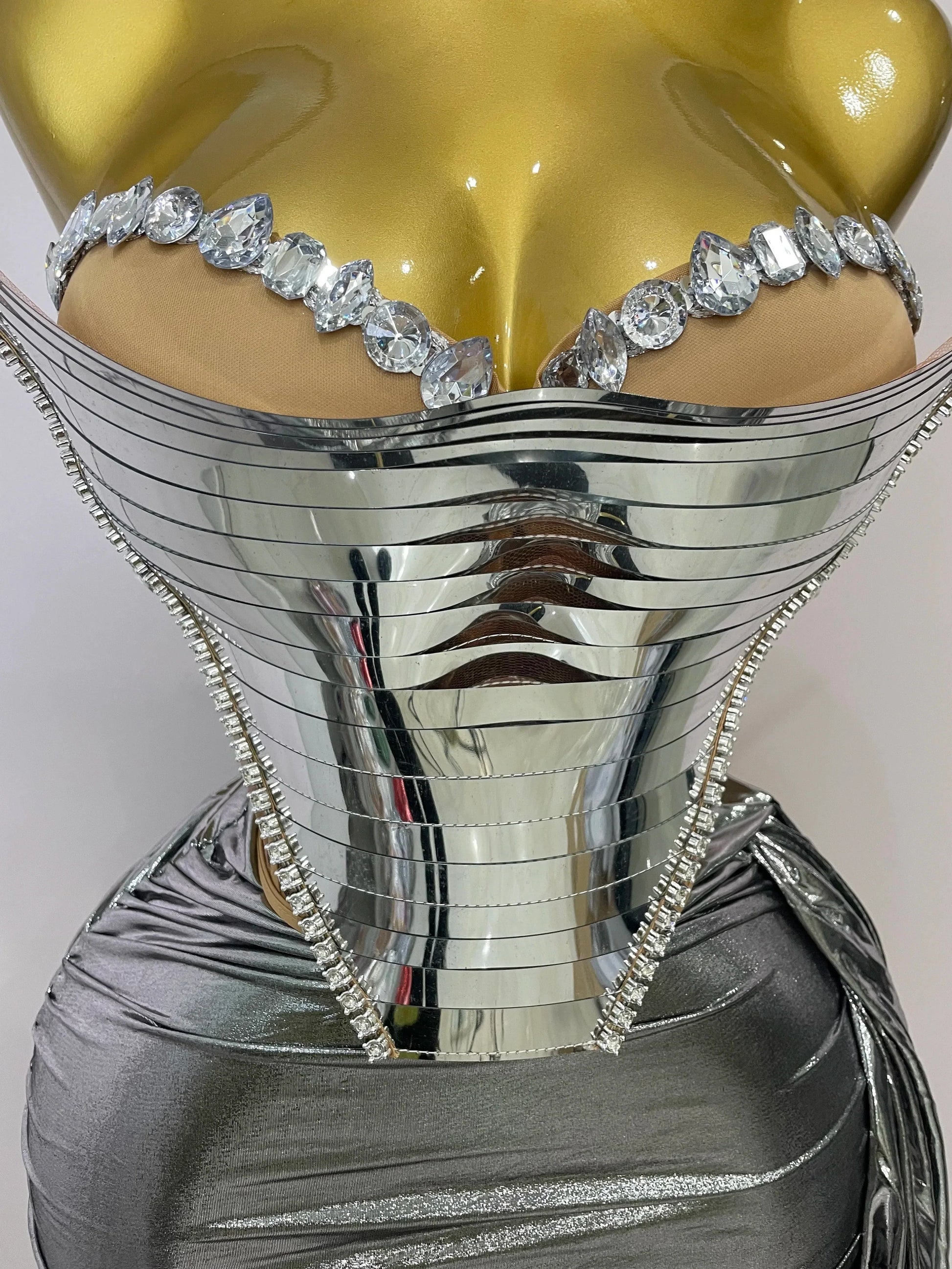 Sparkly Gold Sequin Sexy Top Two Pieces Set Women Celebrate Party Birthday NightClub Performance Dancer Show Stage Outfit