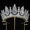Bridal Hair Jewelry Red Zirconia Tiaras Crowns Zircon Headband Diadem Brides Women Pageant Prom Headpiece Wedding Accessories purple