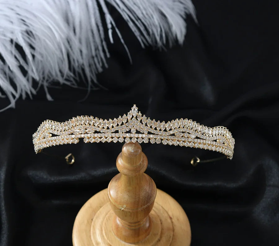 AAA Zircon Tiara Crown Zirconia Diadem Women Brides Princess Queen Headpiece Headband Wedding Accessories Bridal Hair Jewelry