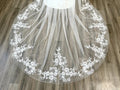Floral Lace Applique Cathedral Bridal Veil 118 Inch Long Wedding Veil with Metal Comb for Brides