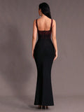 Elegant Women Light Luxury Hot Diamond Bandage Dress Camisole Sleeveless Bodycon backless Long Dress Evening Party Vestidos