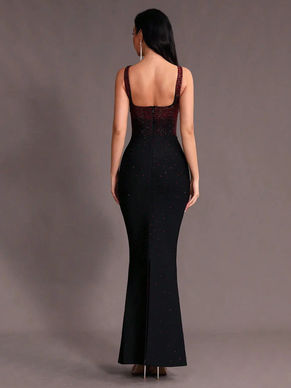 Elegant Women Light Luxury Hot Diamond Bandage Dress Camisole Sleeveless Bodycon backless Long Dress Evening Party Vestidos