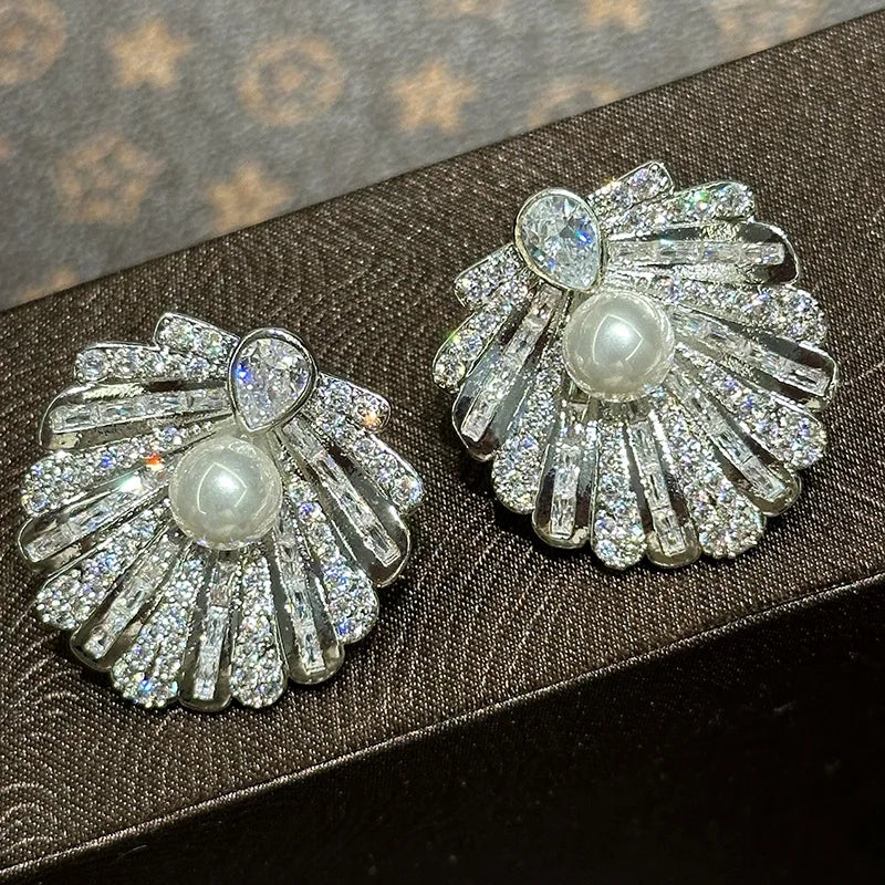 Pearl AAA Zircon Bridal Earrings CZ Cubic Zirconia Wedding Earring For Brides Accessories Women Party Dinner Dress Jewelry