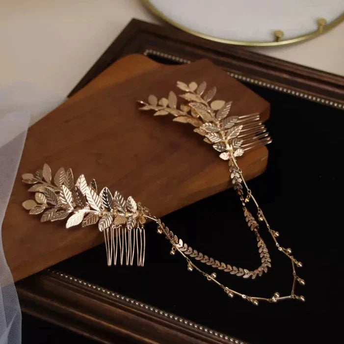 Wedding Accessories Vintage Hair Comb Pin Clip Gold Color Hairpin For Brides Bridesmaids Gift Leaf Head Piece Bridal Jewelry a