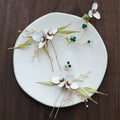 Bridal Jewelry Imitation Pearl Hairpin Gold Color Head Piece For Brides Women Flower Leaf Hair Comb Pin Clip Wedding Accessories c