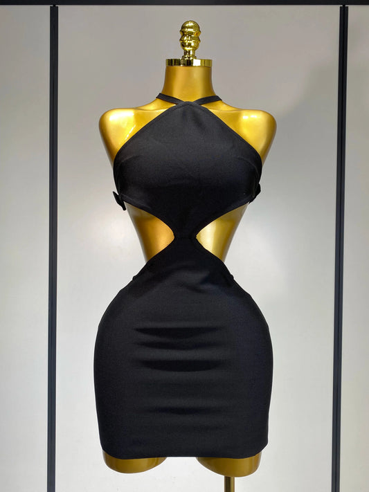 Women Sexy Backless Black Cut Out Bow Tie Bodycon Bandage Dress Celebirty Elegant Evening Party Luxury Birthday Dresses black
