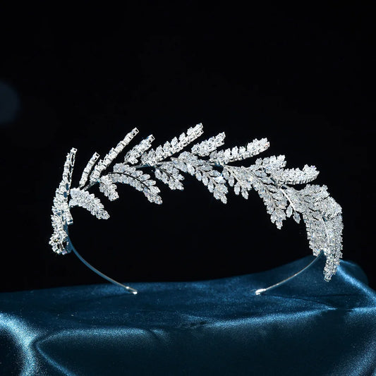 Bridal Hair Jewelry Zircon Tiaras Crowns Zirconia Leaf Headpiece For Brides Birthday Gifts Party Headband Wedding Accessories