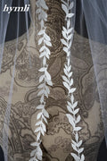 Leaf Lace Wedding veil Fingertip Length Bridal Veil in White , Ivory