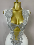 Sexy Silver Sequin White V Neck Cut Out Short Bandage Dress Women Elegant Luxury Birthday Party Club Wedding Vestidos