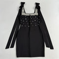 Women Celebrity Sexy Tank Diamonds Summer Black Mini Summer Bodycon Bandage Dress Elegant Evening Club Party Dress