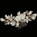 Bridal Hair Jewelry Vintage Headband Hairband Porcelain Flower Headpiece Headdress Bride Gold Color Headwear Wedding Accessories d Gold color