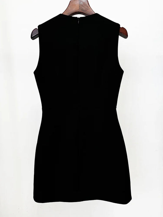 New Spring Women Sleeveless Sexy O-Neck Beading Straight Mini Dress Girls' Birthday Party Celebrate Dress Wholesale